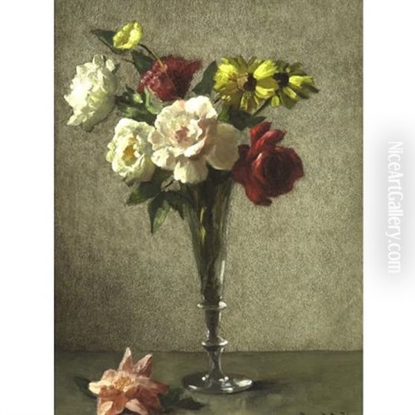 Still Life With Roses And Daisies Oil Painting by Bernard de Hoog