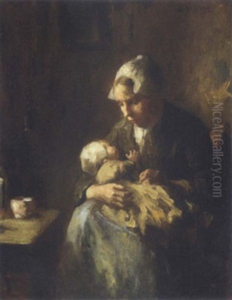 Mother And Child Oil Painting by Bernard de Hoog