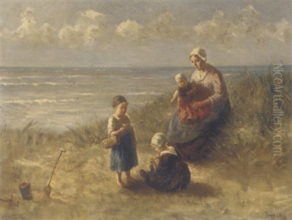 Playing In The Dunes Oil Painting by Bernard de Hoog