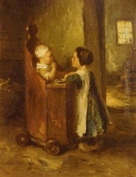 Small Child And Toddler Oil Painting by Bernard de Hoog