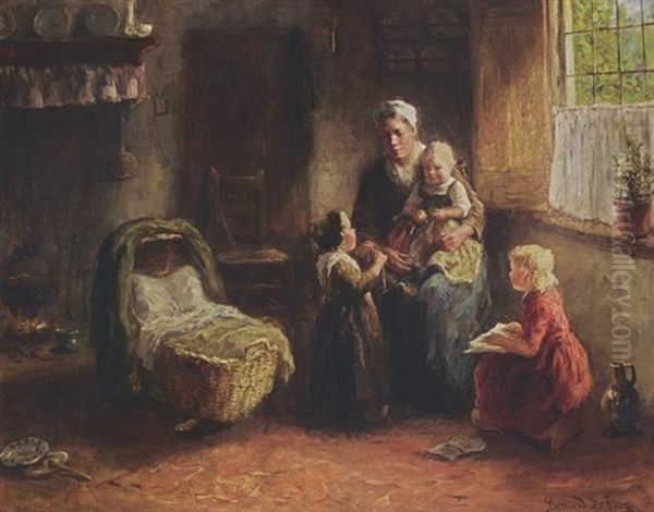 A Happy Family Oil Painting by Bernard de Hoog