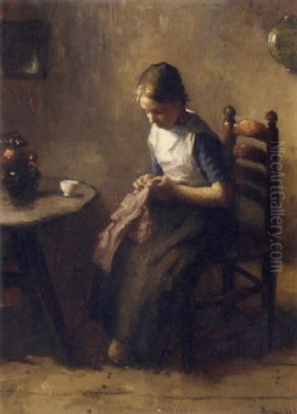 The Young Seamstress Oil Painting by Bernard de Hoog