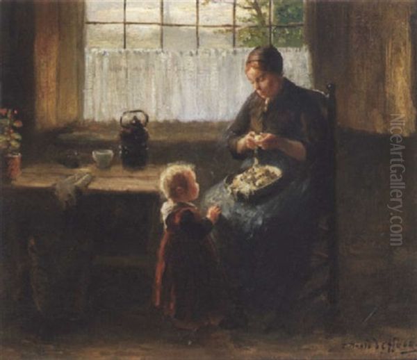 Preparing A Meal Oil Painting by Bernard de Hoog