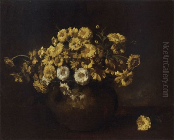 Yellow And White Chrysanthemums by Bernard de Hoog