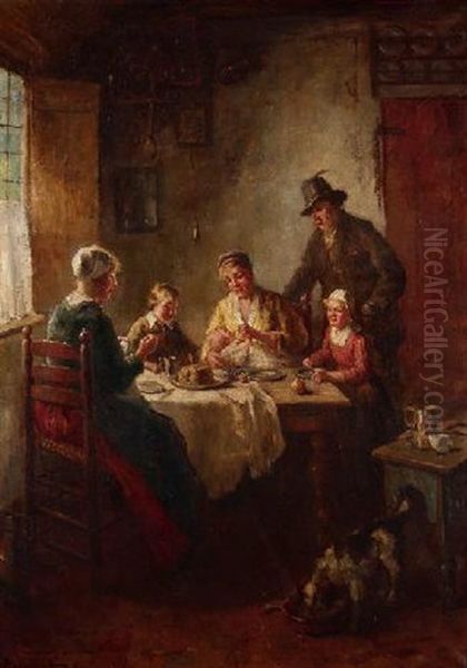 Familie Am Kaffeetisch Oil Painting by Bernard de Hoog