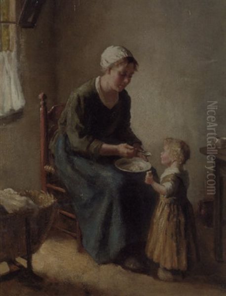 Mother And Child Oil Painting by Bernard de Hoog