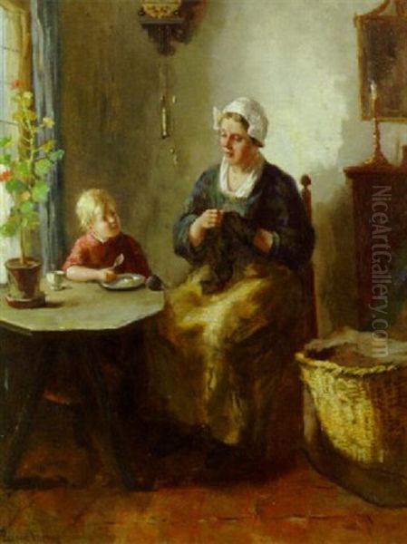 Breakfast Time Oil Painting by Bernard de Hoog