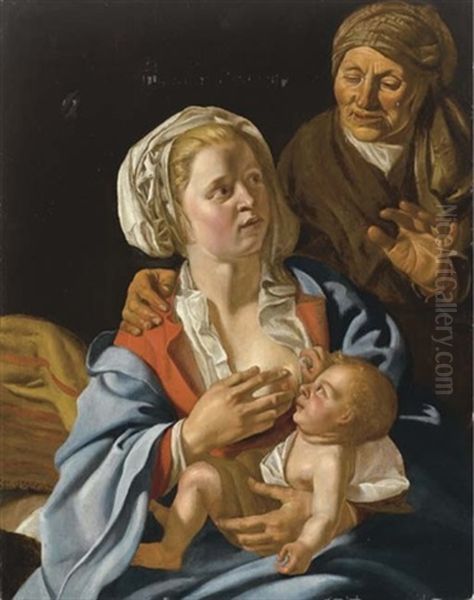 Madonna Con Bambino E Sant'anna Oil Painting by Dirck van Hoogstraten