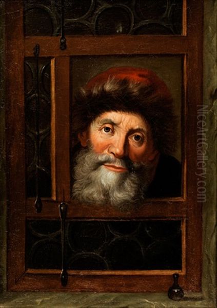 Bartiger Mann Am Fenster Oil Painting by Samuel Van Hoogstraten