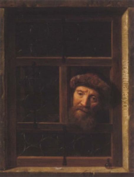 Der Mann Im Fenster Oil Painting by Samuel Van Hoogstraten