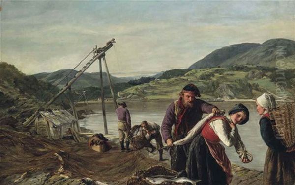 Salmon Trappers, Norway Oil Painting by James Clarke Hook