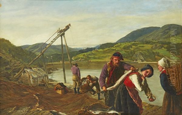 Salmon Trap Oil Painting by James Clarke Hook