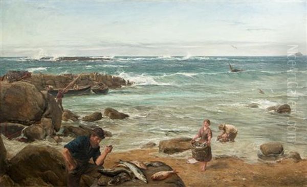 Bringing In The Catch Oil Painting by James Clarke Hook