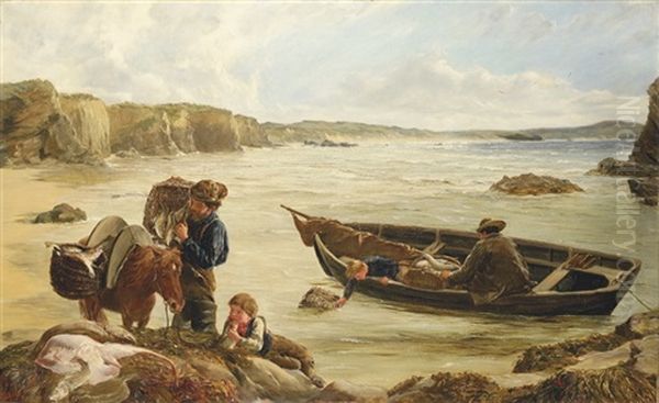 Under The Lee Of A Rock Oil Painting by James Clarke Hook