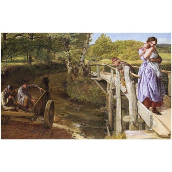 The Brook - And Out Again I Curve And Flow, To Join The Brimming River; For Men May Come, And Men May Go, But I Go On Forever.- Tennyson Oil Painting by James Clarke Hook