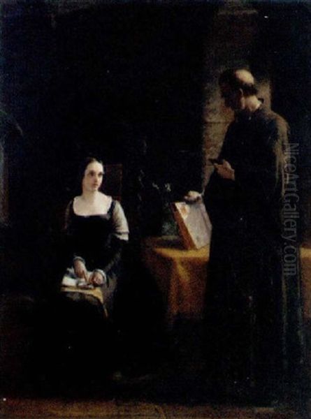 The Controversy Between Lady Jane Grey And Feckenham, Who Was Sent To Her From The Queen, Two Days Before Her Death, To Convert Her To Romanism... Oil Painting by James Clarke Hook