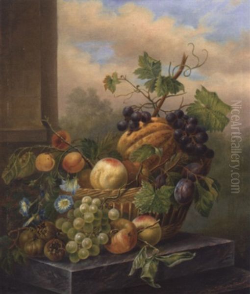 Stillleben Mit Fruchtekorb Oil Painting by Elisabeth Iosetta Hoopstad