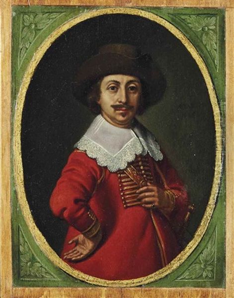 Portrait D'homme A Mi-corps, Coiffe D'un Chapeau Oil Painting by Isaack Jacobsz. van Hooren