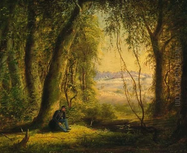 Civil War Captain At Rest Oil Painting by James Hope