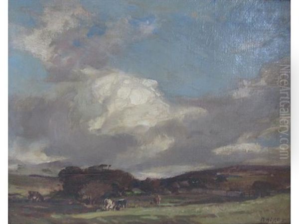 Cows At Pasture Oil Painting by Robert Hope