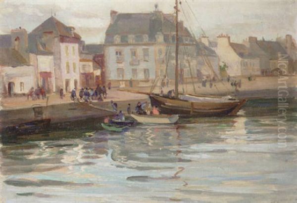 Evening In Concarneau, Brittany Oil Painting by Robert Hope