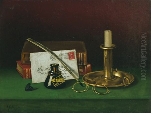 Inkwell, Books, And Candlestick Oil Painting by Thomas H. Hope