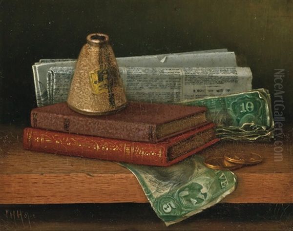 Books And Currency Oil Painting by Thomas H. Hope