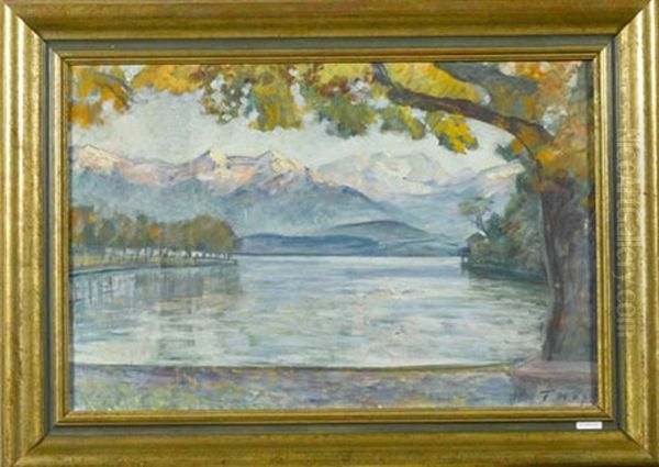 Thunersee Oil Painting by Fredy Hopf