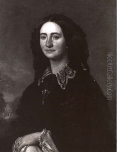 Johanna Von Salisch, Ehefrau Des Georg Rudolf Gustav Von    Salisch Auf Jeschutz, Pastel, Kadlau Und Kratzgau Oil Painting by August Hopfgarten