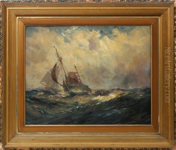 Sailing Ships At Sea by Robert B. Hopkin