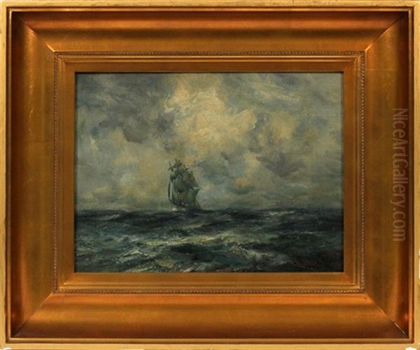 Seascape With Sailing Ship Oil Painting by Robert B. Hopkin