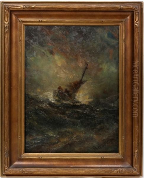 Seascape With Sailing Vessel Oil Painting by Robert B. Hopkin