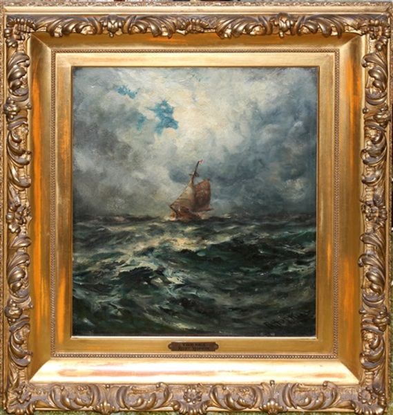 The Sea Oil Painting by Robert B. Hopkin