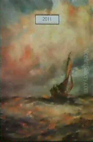 Sailboat In Water Oil Painting by Robert B. Hopkin