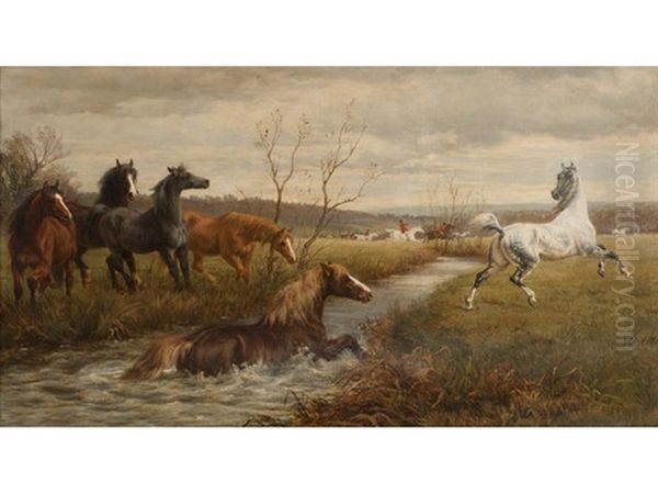 Chasing The Hunt Oil Painting by William H. Hopkins