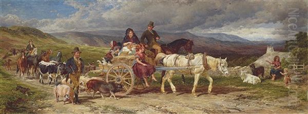 When First I Saw Sweet Peggy: Irish Peasants Going To Market Oil Painting by William H. Hopkins