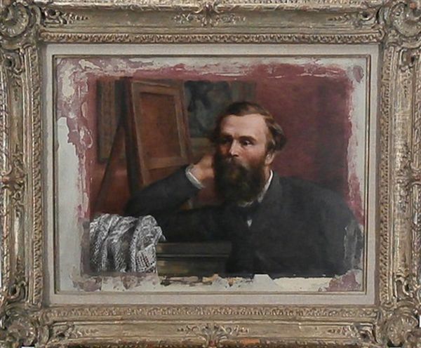 Portrait Of Artist Oil Painting by Edward William John Hopley