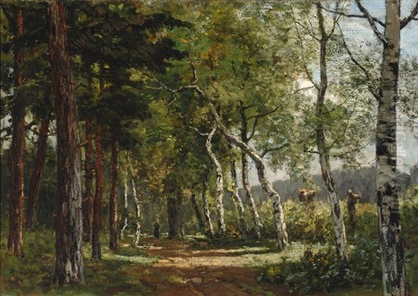 Forest Track Near Ubbergen Oil Painting by Ferdinand Bernhard Hoppe