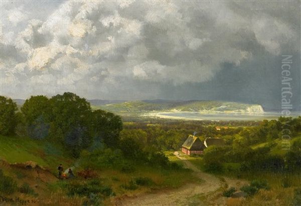 Rugen - Blick Uber Die Bucht Auf Kap Arkona Oil Painting by Ferdinand Theodor Hoppe