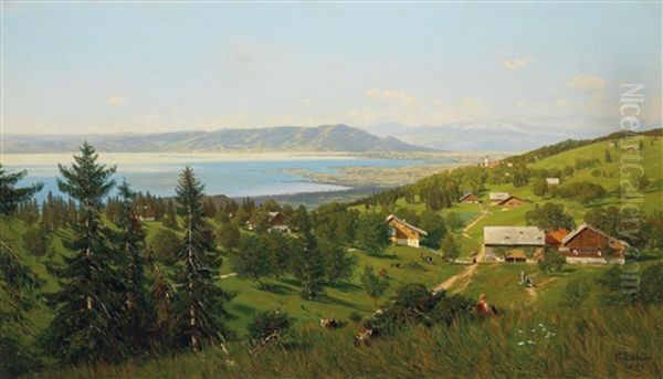 View From The Canton Of Appenzell Ausserrhoden Over Lake Constance Oil Painting by Ferdinand Theodor Hoppe