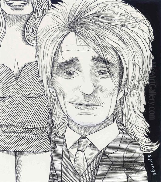 Rod Stewart Oil Painting by John Stewart Barney