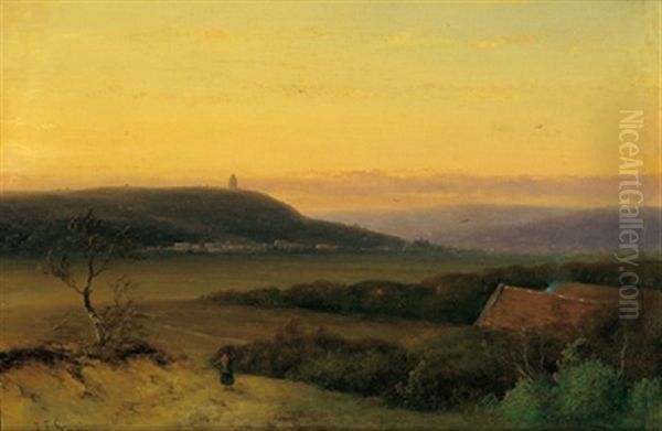 Abendstimmung Oil Painting by Johannes Franciscus Hoppenbrouwers