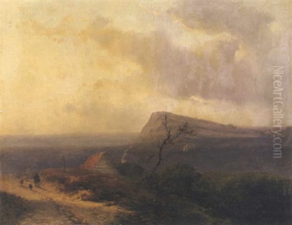 Hirte Mit Seiner Herde Auf Dem Heimweg Oil Painting by Johannes Franciscus Hoppenbrouwers