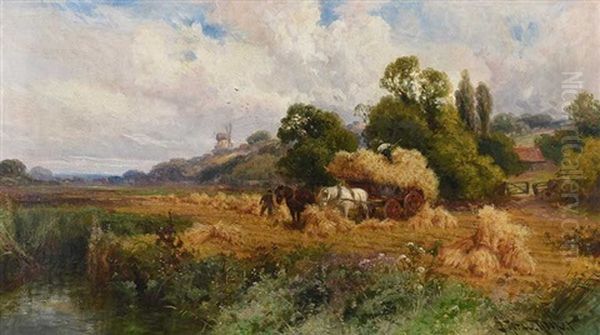 Harvesting, Sussex Oil Painting by John Hopper