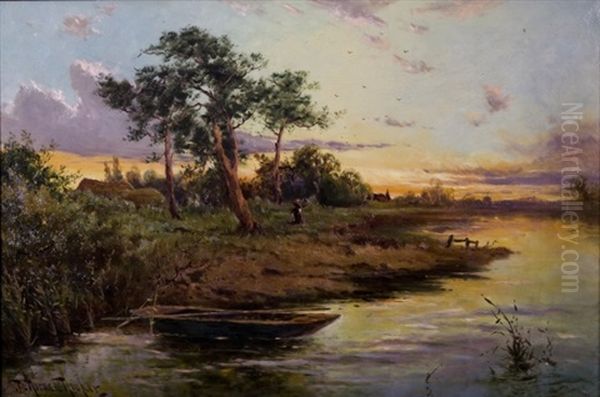 River Scene Oil Painting by John Hopper