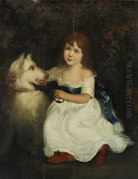 Young Child With Dog Oil Painting by Sir John Hoppner