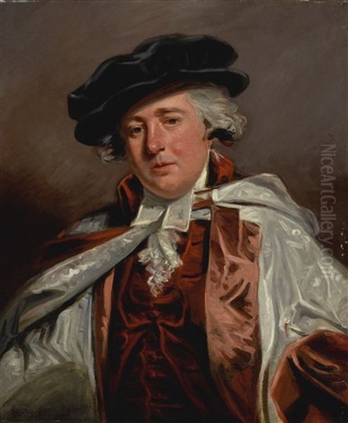 Portrait Of Dr. Edmund Ayrton (1704-1808), Half Length, In Crimson Choirmaster Robes Oil Painting by Sir John Hoppner