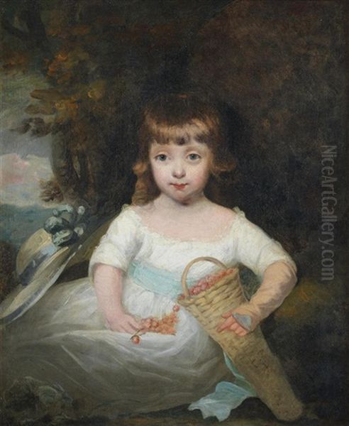 Portrait Of A Young Girl, Said To Be A Stanley Of The Derby Family Oil Painting by Sir John Hoppner