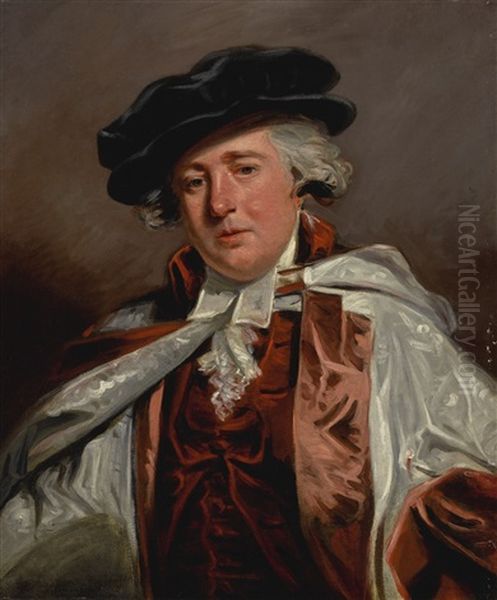 Portrait Of Dr. Edmund Ayrton (1704-1808), Half Length, In Crimson Choirmaster Robes Oil Painting by Sir John Hoppner