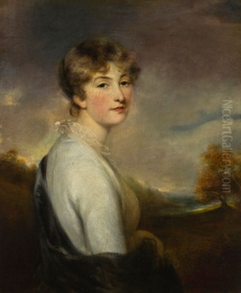 Portrait Of Mrs Sophia Frognall Dibden, Half-length Oil Painting by Sir John Hoppner